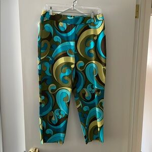 Talbots Blue and Green Geometric Capris